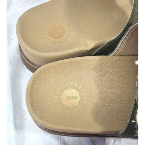 Revitalign Women's Orthotic Adjustable Leather Wedges - Nova - Olive - Sz 7B - Picture 3 of 6